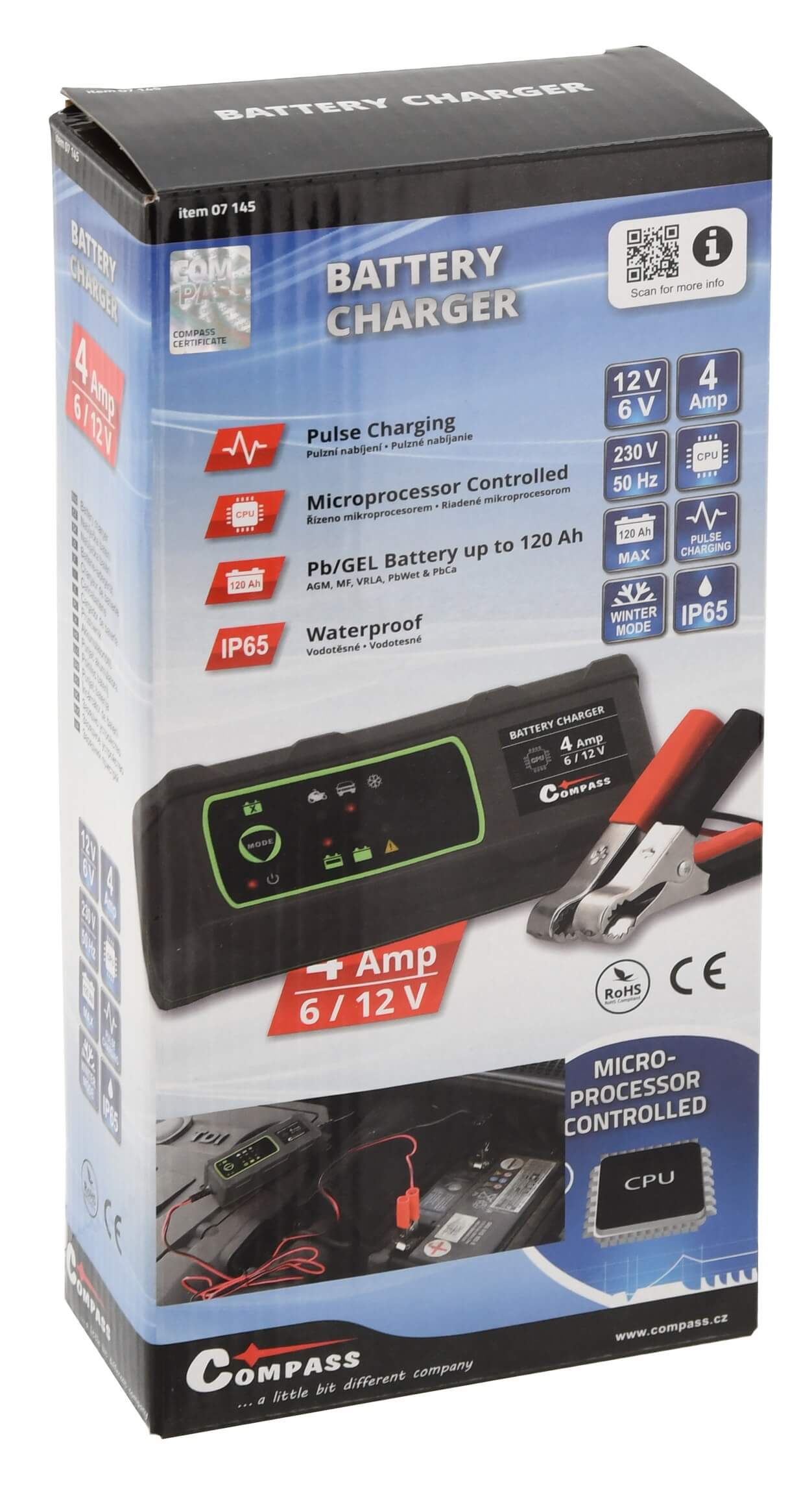 Compass Nabíječka mikroprocesor 4Amp 6/12V PB/GEL max. 120Ah