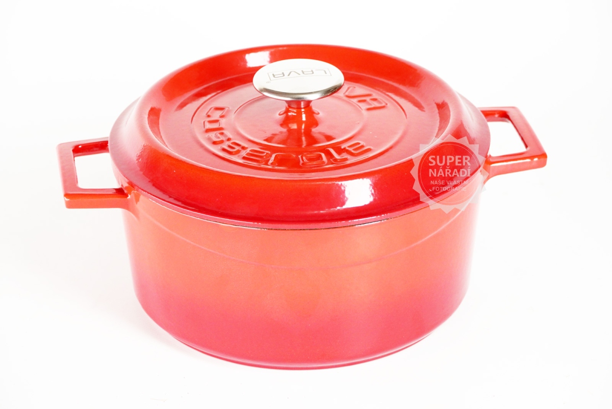 Litinový hrnec kulatý 24 cm, smaltovaný, červený LAVA Metal LVYTC24K2R
