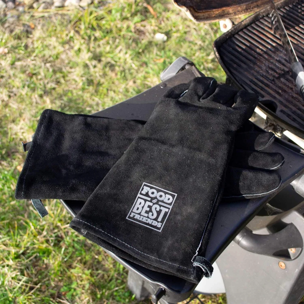 Kožené grilovací rukavice černé vel. 10 BBQ - pár, Food & Best Friends 501736S10 kůže, 36 cm