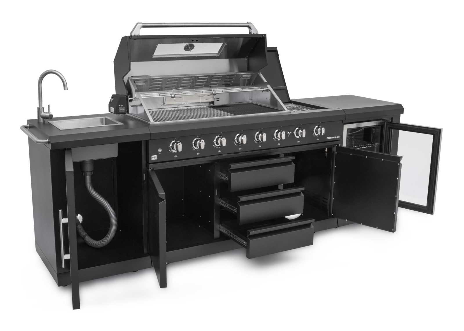G21 Zahradní kuchyně Arkansas Black, 8 hořáků, s lednicí + obal, 63903130
