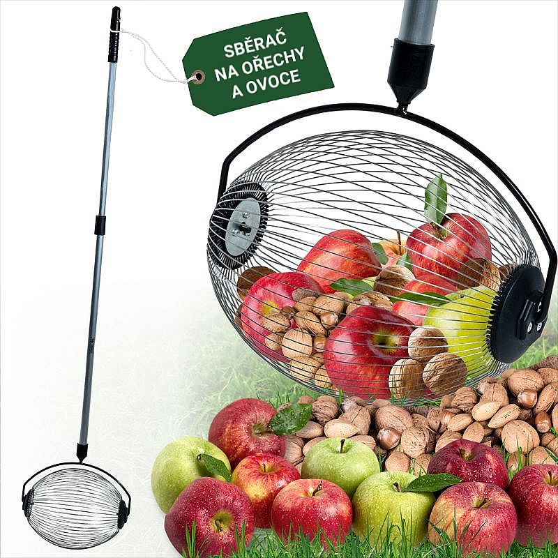 Strend Pro OD-50206 sběrač na ořechy a ovoce s teleskopickou ALU násadou 80-120 cm, 211970
