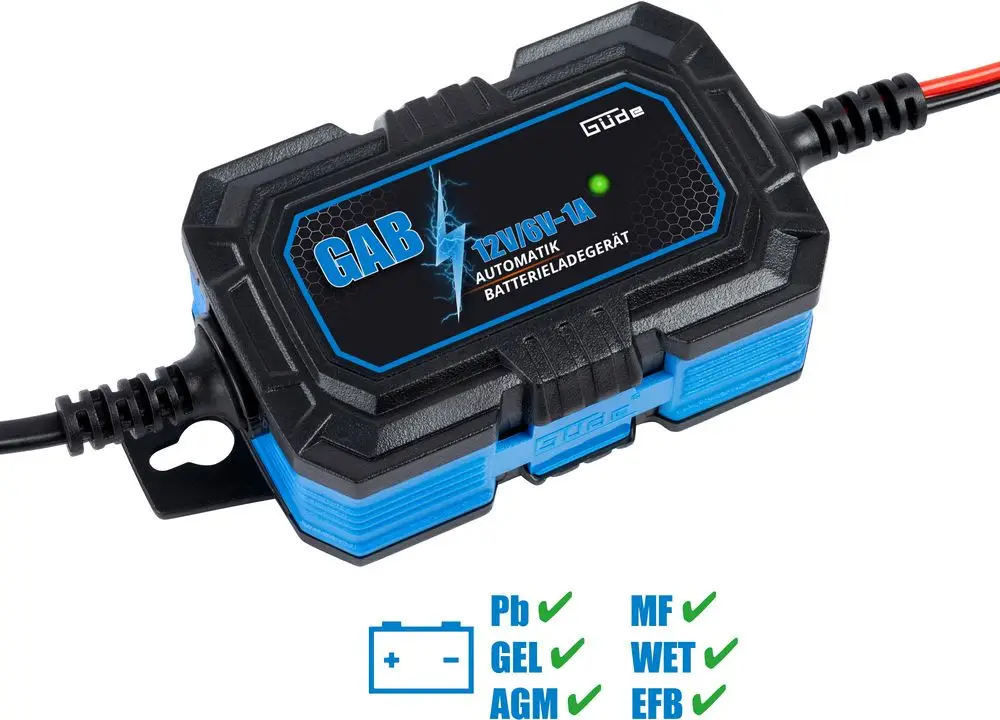 Güde Automatická nabíječka baterií GAB 12V/6V-1A, 85144 invertorová do 30 Ah, vhodná pro motocykly