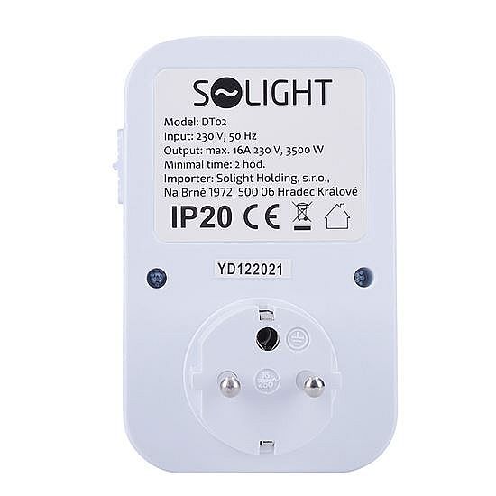 Solight DT02 Časový spínač mechanický, týdenní, interval 2h, vypínač, 230V max. 3500W