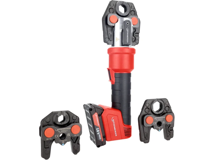 Rothenberger Lis na trubky ROMAX Nano SET 1x2Ah AMPShare + čelisti iJAW SV 15-22-28, 32 kN do 110 mm, 1000005494 L-BoXX
