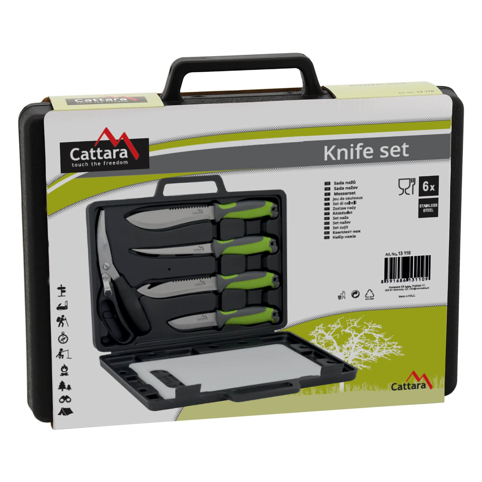 Cattara Grilovací nože sada 4+1+1 s prkénkem 13110