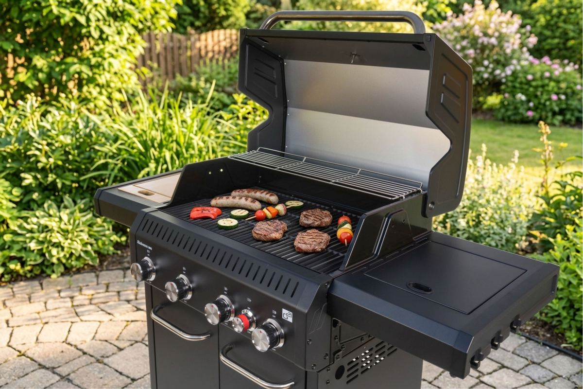 G21 Plynový gril 17kW Alabama Black BBQ Premium Line 63903110, černý, boční vařič, gastro miska