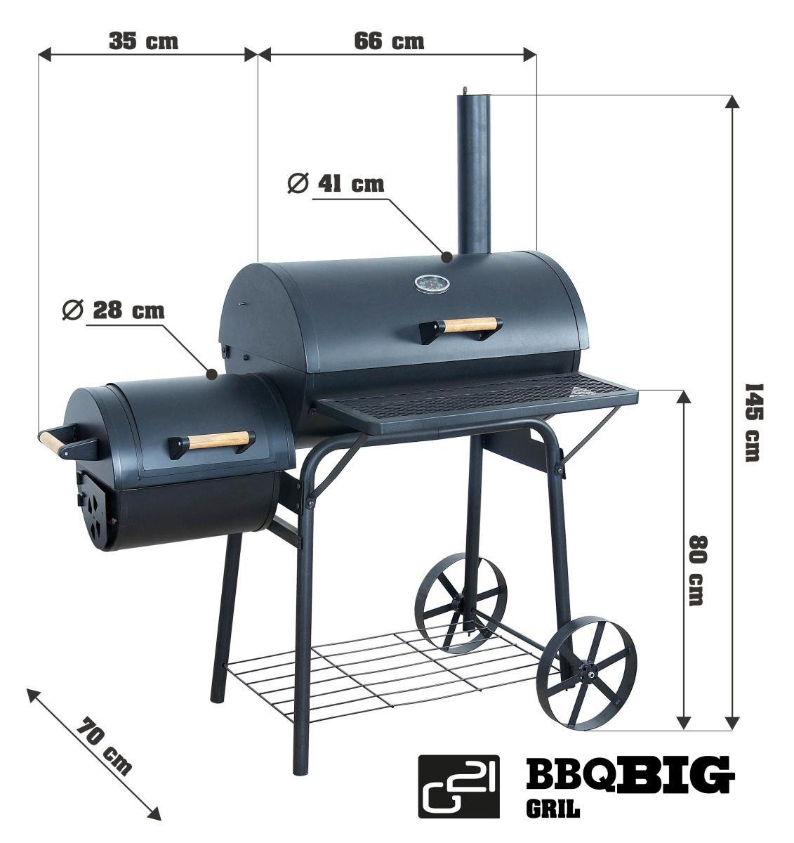 G21 Gril na dřevěné uhlí BBQ big MINI 6390302 lokomotiva