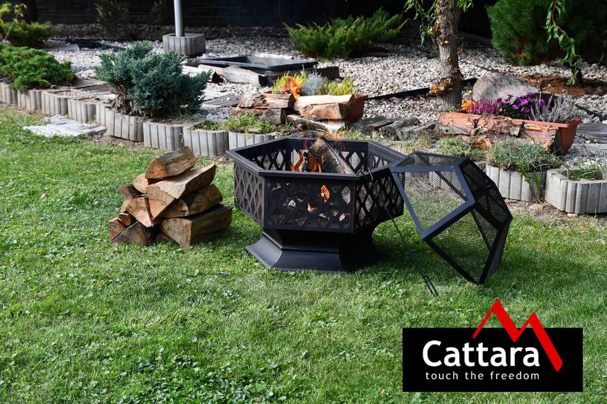 Cattara ohniště Hexagon 13008, 60x70 cm copper patina s poklopem + gril rošt, 6 úhelník