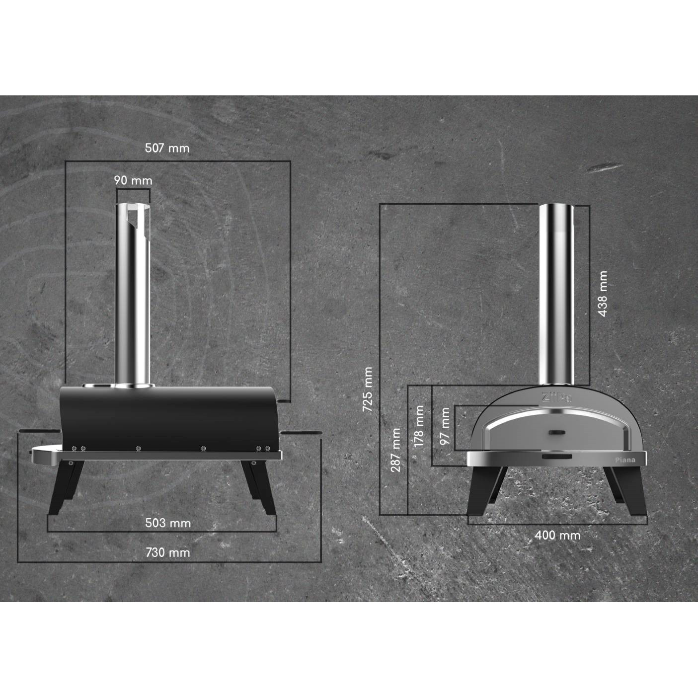 Pizza pec Piana 31 cm na dřevěné pelety, zelená Ziipa 22-002