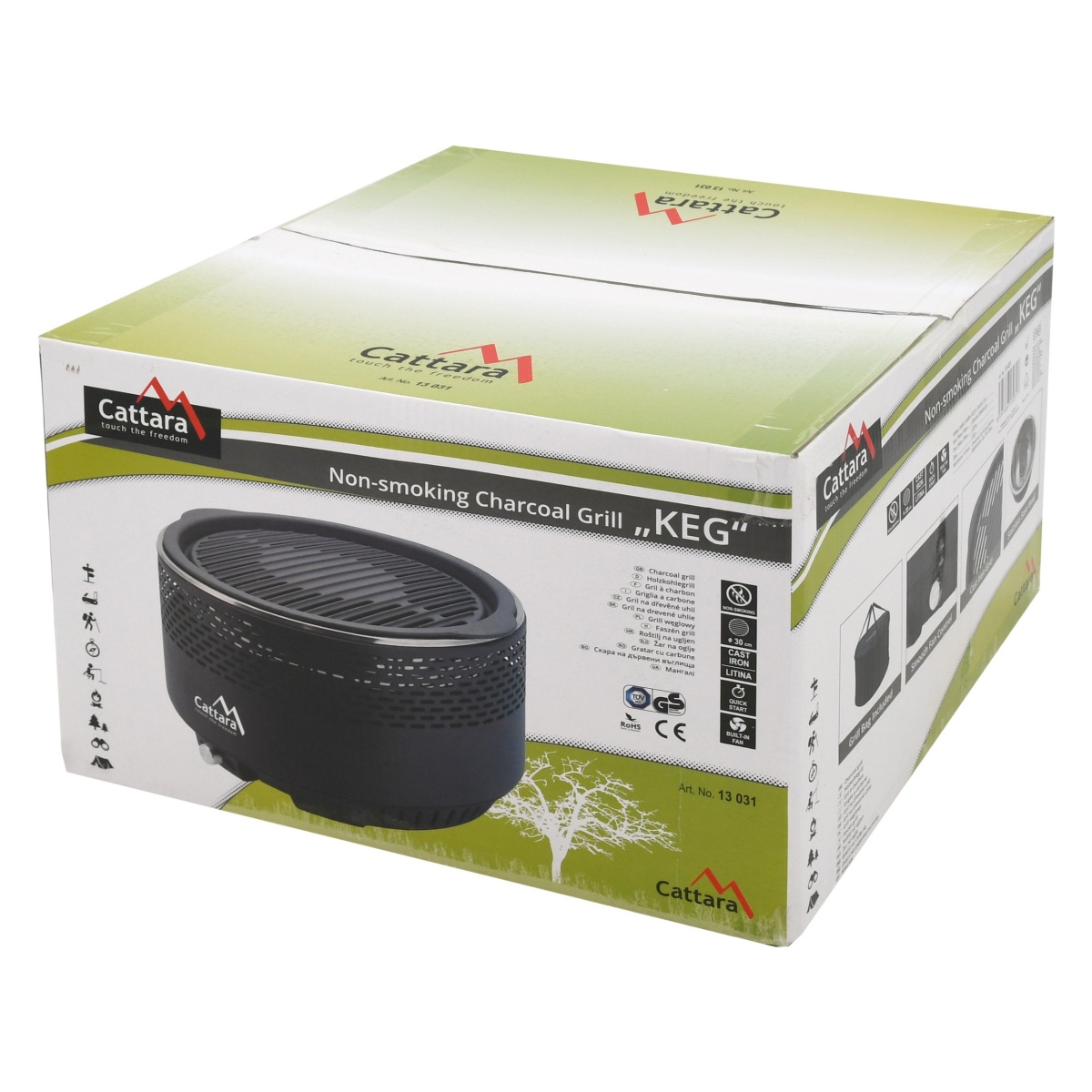 Stolní gril Keg 30 cm na dřevěné uhlí Cattara 13031 + větrák