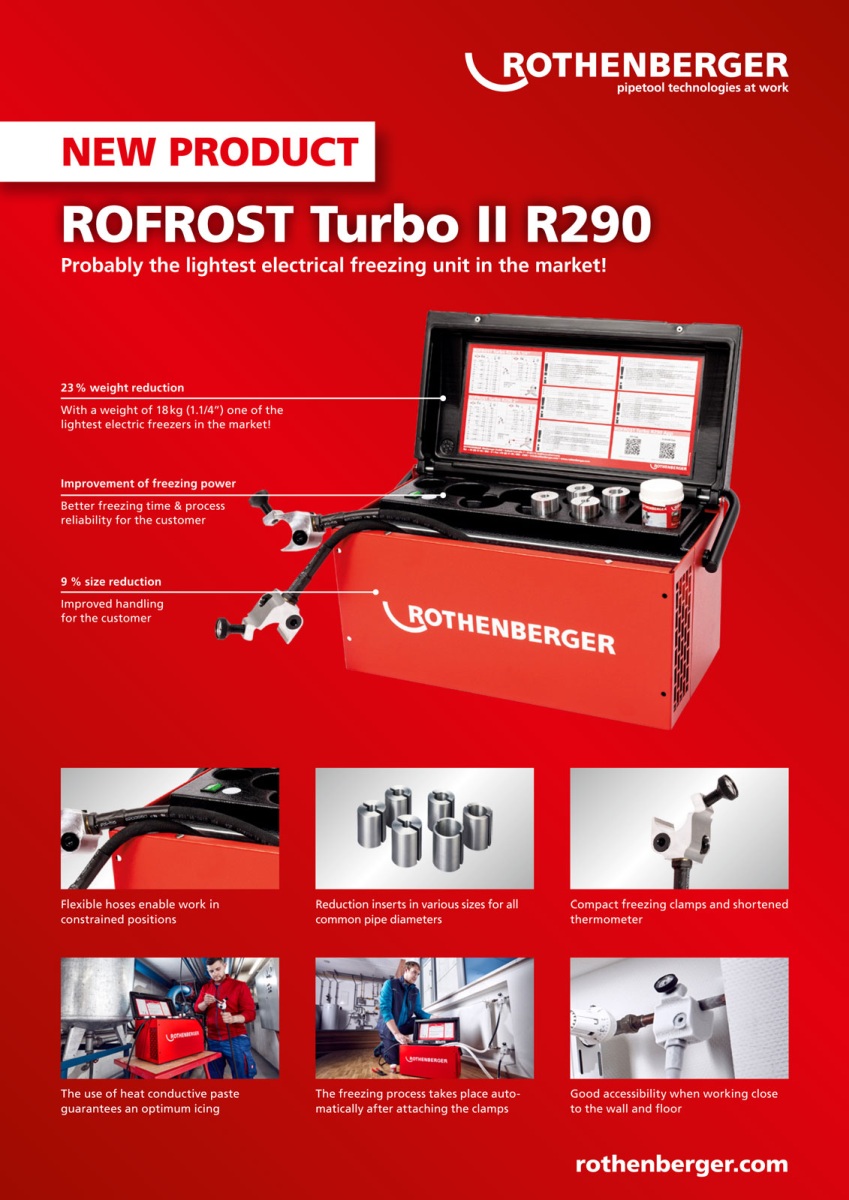 Zmrazovač potrubí Rofrost Turbo II R290 2” + 8 čelistí Rothenberger 1500004196 230V