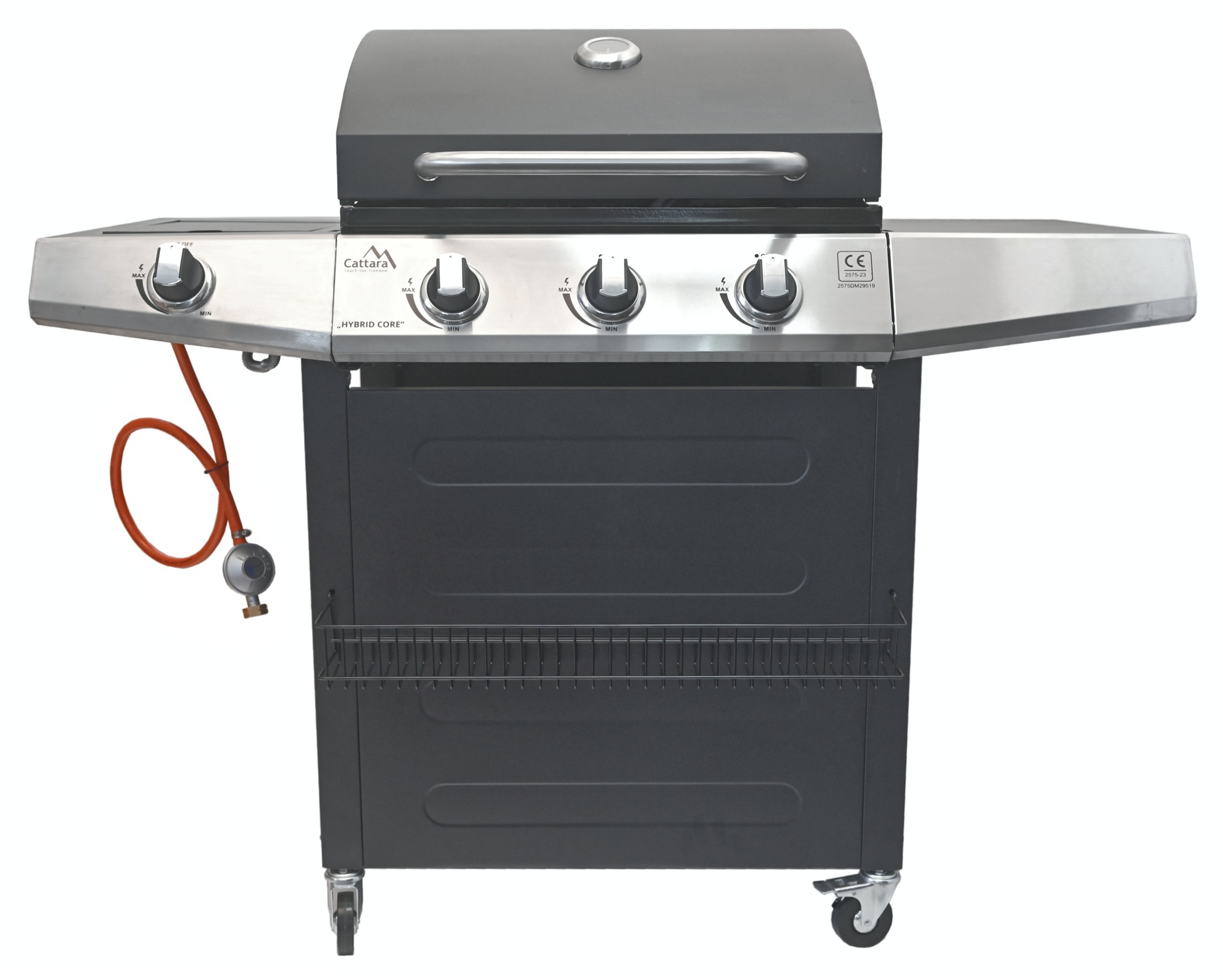 Cattara Gril HYBRID CORE plyn/dřevěné uhlí 13037, 3 hořáky + vařič 13,7 kW