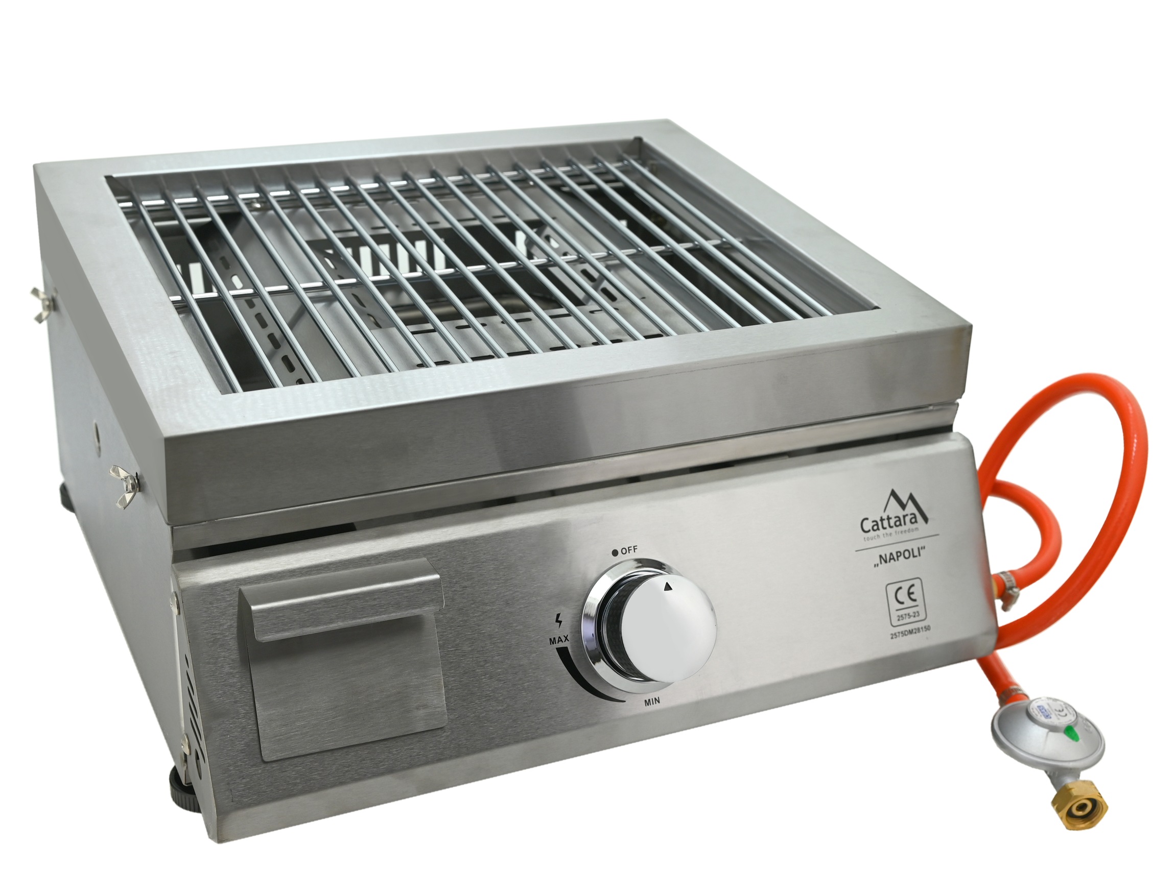 Cattara Gril plynový NAPOLI stolní 4,8 kW nerezový 14101 + pizza pec + grilovací deska, polo-vestavný
