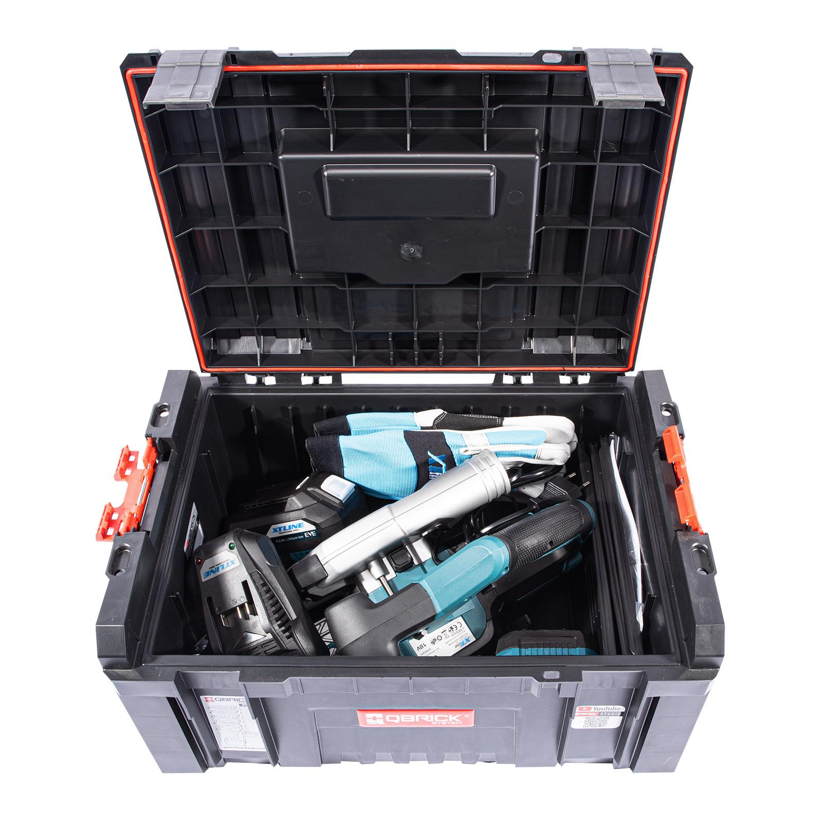 Set - Aku kotoučová pila bezuhlíková 18 V, 165 mm, 2x baterie 5.0 Ah, nabíječka 3.5 A, box XTLINE XT102845-2B5B