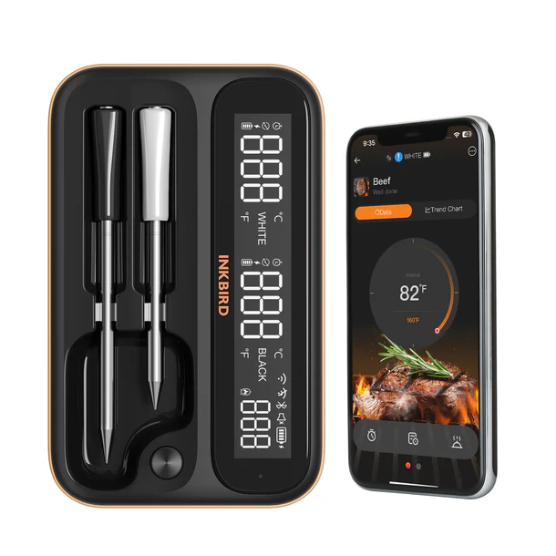 Inkbird bezdrátový teploměr WiFi & Bluetooth 100m BBQ, LCD displej INT-12-BW