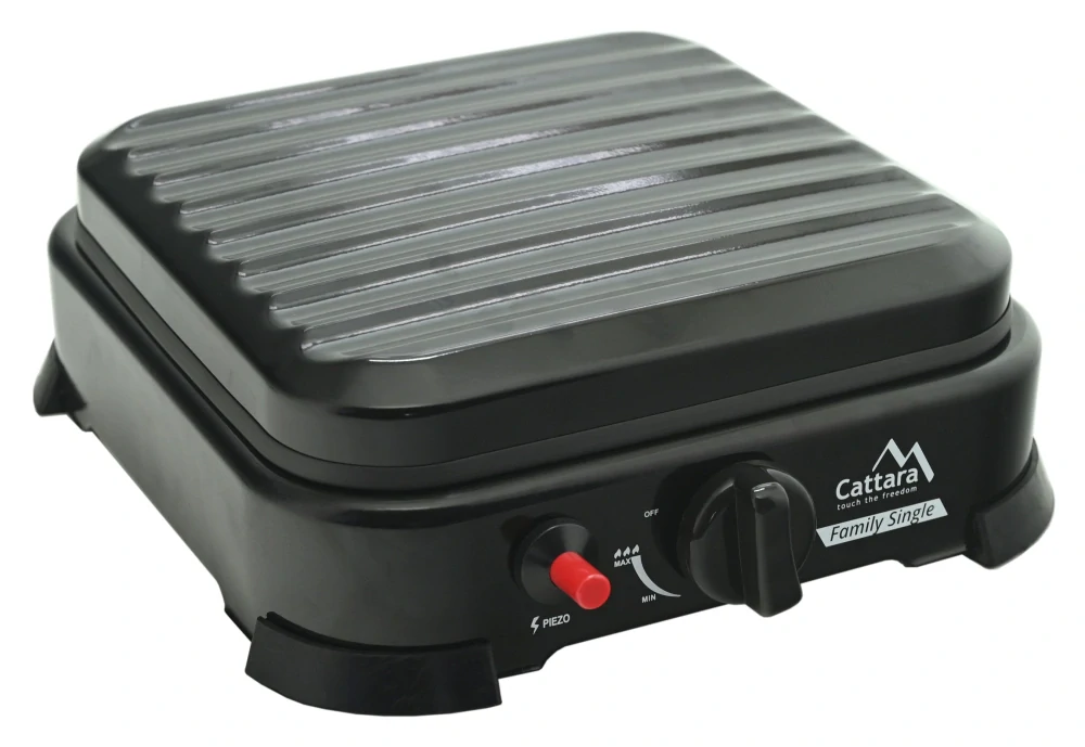 Cattara Plynový vařič 2,2 kW Traveler FAMILY SINGLE, 13595 černý + víko, piezo, 30 mbar, 1 hořák AOTE-6001