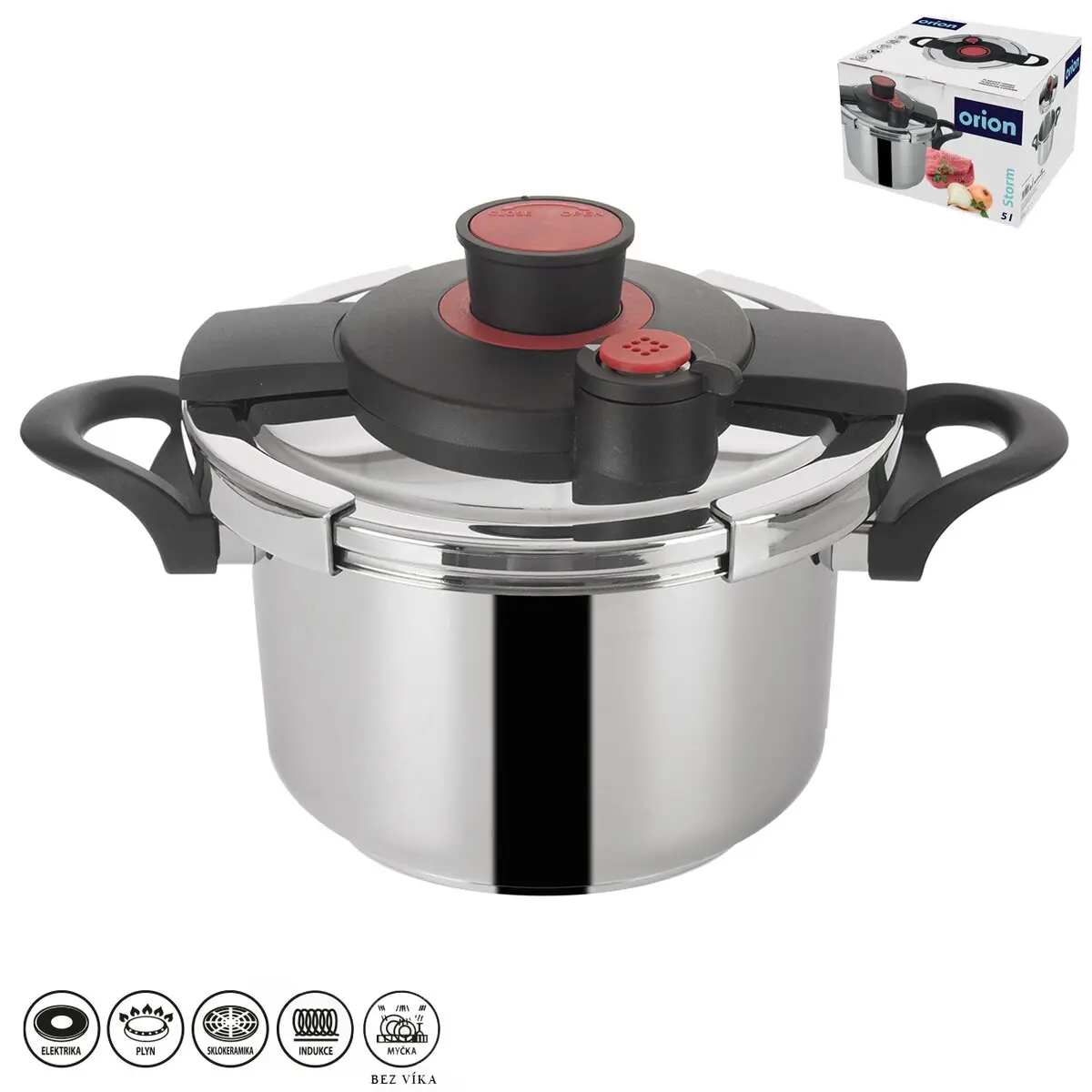Orion Tlakový hrnec Storm 5 l, 113343 nerezový
