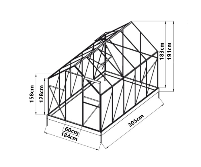 Skleník VeGA 6000 STRONG 184x305x191cm polykarbonátový, hliníkový 27VEGA6000STR B-A