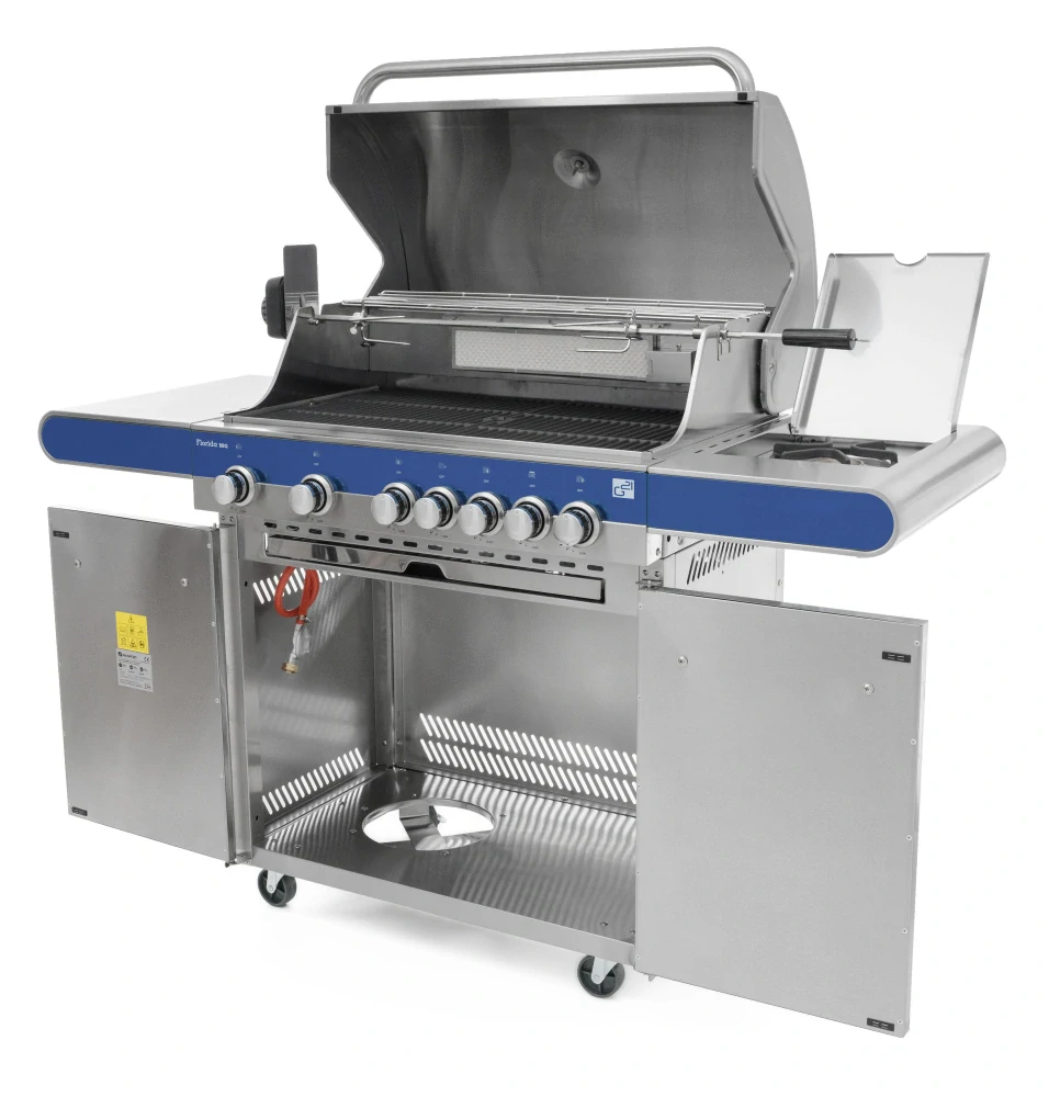 G21 Plynový gril Florida BBQ Premium line, 7 hořáků, infra 6390350, nerez, litinový rošt, jehla