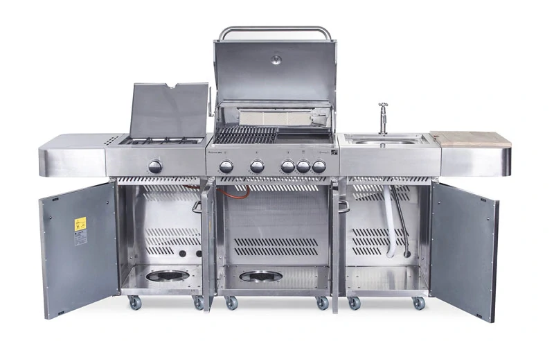 G21 Plynový gril Arizona, BBQ zahradní kuchyně Premium Line 6390330, 6 hořáků, jehla, dřez, skříňky