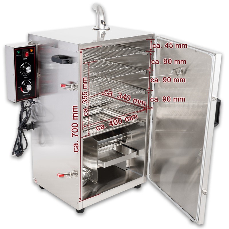 Beeketal Elektrická udírna BDSH-S03 1000W, 95l nerezová na maso, ryby, sýry + termostat, časovač
