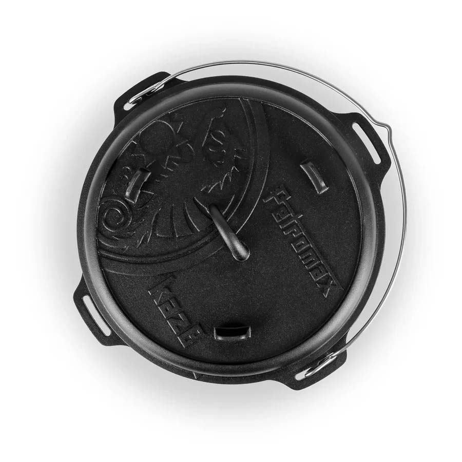 Petromax litinový kotlík, kazan 8 l, 39 cm s poklicí 700921, madlo, rovné dno
