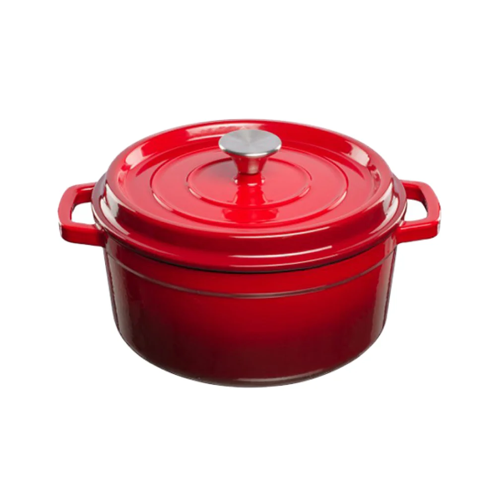 Hrnec s víkem litina, smalt 3,5l, 24 cm červený Grand feu FEUMRED