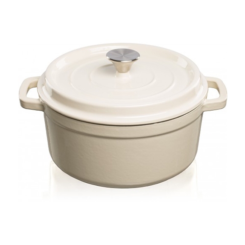 Hrnec s víkem litina, smalt 3,5l, 24 cm bílý-béžový Grand feu FEUMWHITE