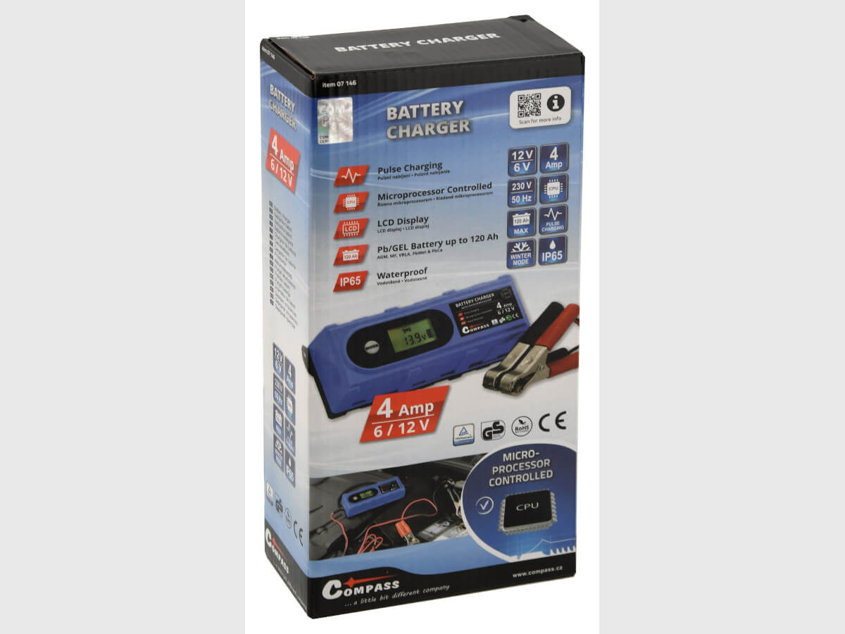 Compass Nabíječka mikroprocesor 3,8Amp 6/12V PB/GEL LCD display, 07146