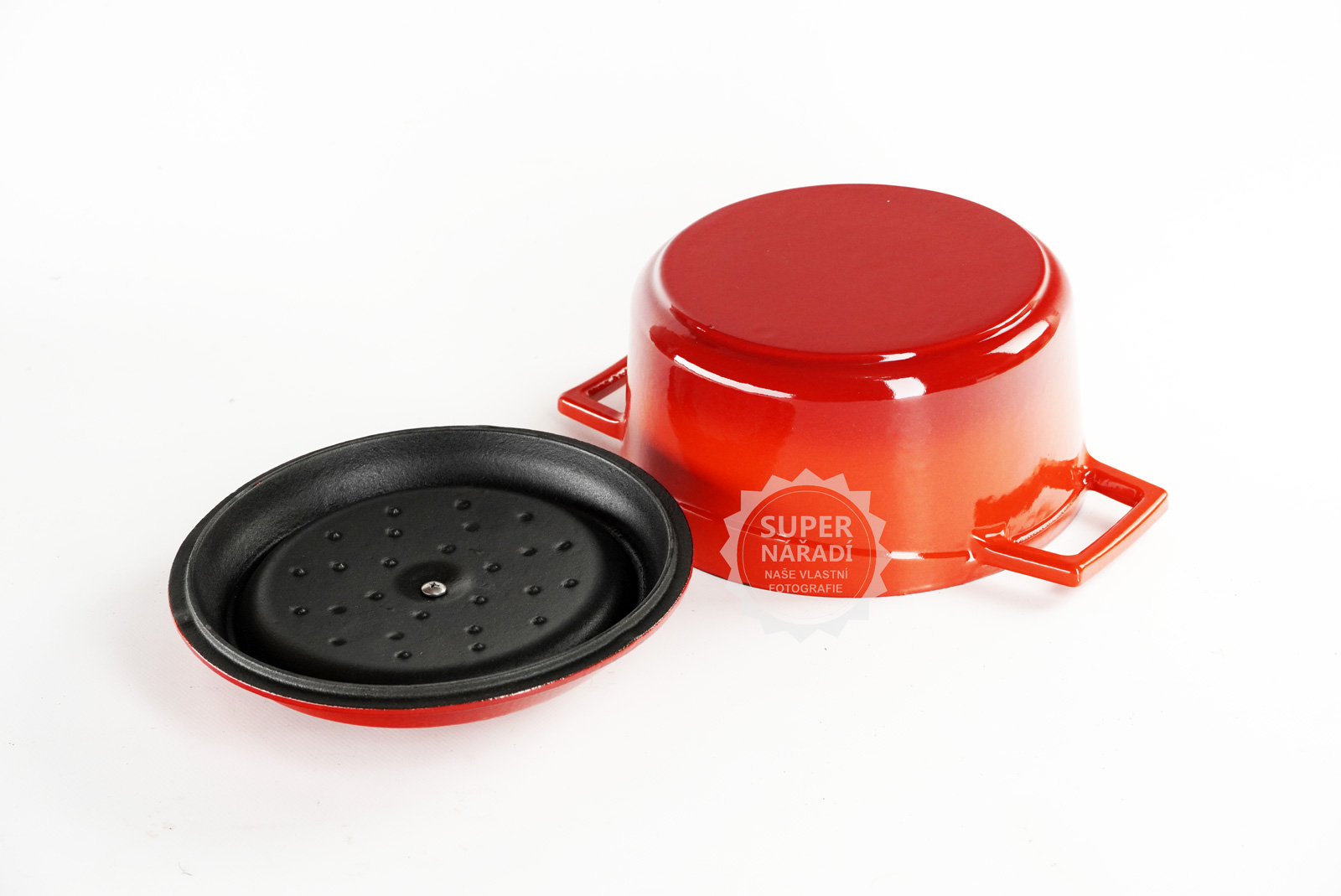 Litinový hrnec kulatý 20 cm, smaltovaný, červený LAVA Metal LVYTC20K2R