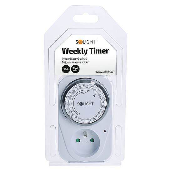 Solight DT02 Časový spínač mechanický, týdenní, interval 2h, vypínač, 230V max. 3500W