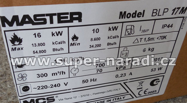 MASTER Plynové topení BLP17M regulace 10-16 kW