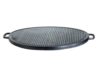 B-AKCE Grilovací plát kruhový 45 cm, litinový s madly, oboustranný PWI