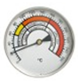 Teploměr do udírny, 0-260°C, prům. 100mm, stonek 400mm, barevná stupnice, JS