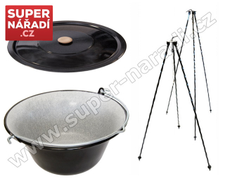 SET 3v1 smaltovaný kotlík 13l + poklička + trojnožka, MGB