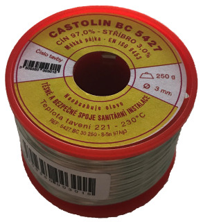 Castolin měkká pájka S-Sn 97Ag3, 3 mm, 250g BC 5427 30, 515308 cín 97% stříbro 3%