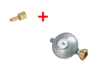 Regulátor tlaku 50mbar PB G1/4L + nátrubek MEVA NP01035, NP01015 SN