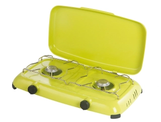 MEVA plynový vařič ORLÍK 2x PB hořák, s víkem 2319 vysokotlaký, zelený