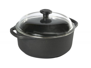 Litinový hrnec 4l, 25cm, skleněná poklička, švédská litina Skeppshult 0410
