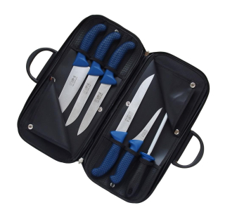 Kabela s pěti řeznickými noži Profi line a ocílkou KDS 2674 modrá
