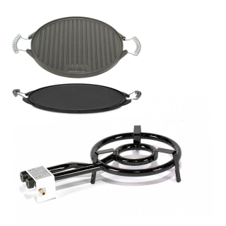 SET Kombi gril 35 cm hořák 9,5 kW + grilovací deska 43 cm, Vaello Campos P2635, P3442