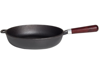 Litinová pánev 28 cm, s dřevěnou rukojetí PWI