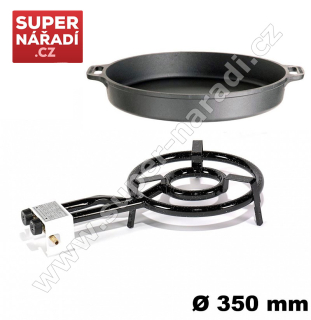 Set Paella LPG vařič 35cm, 9,5kW, 50 cm litinová pánev Gastro P2635, PWI4502