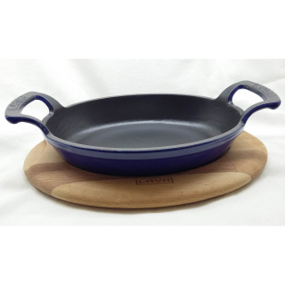 Litinová modrá pánev 19x14 cm s podstavcem Lava Metal LVOTV1914SHNBAH220BE