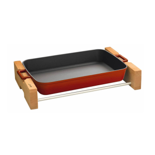 Litinový červený pekáč 22x30 cm s podstavec Lava Metal LVPTP2230K4R