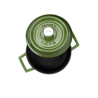 Litinový zelený hrnec 16 cm smalt, kulatý Lava Metal LVYTC16K2G