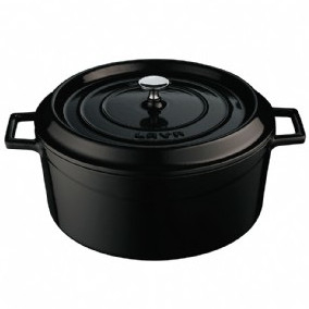 Litinový černý hrnec 32 cm smalt, kulatý Lava Metal LVYTC32K2BL