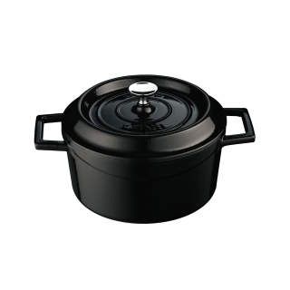 Litinový černý hrnec 24 cm smalt, kulatý Lava Metal LVYTC24K2BL