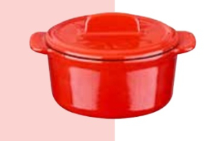 Litinový mini hrnec kulatý 9 cm - červený/bílý Lava Metal LVYTC9KPR