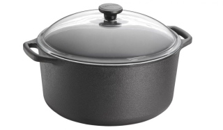 Litinový hrnec 7l, 29 cm, skleněná poklička, švédská litina SKEPPSHULT 0710